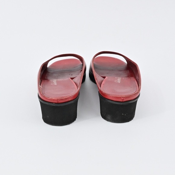 Salvatore Ferragamo Slide Wedges Womens Size 7B Red Logo Open Toe Comfort Preppy - Picture 4 of 11